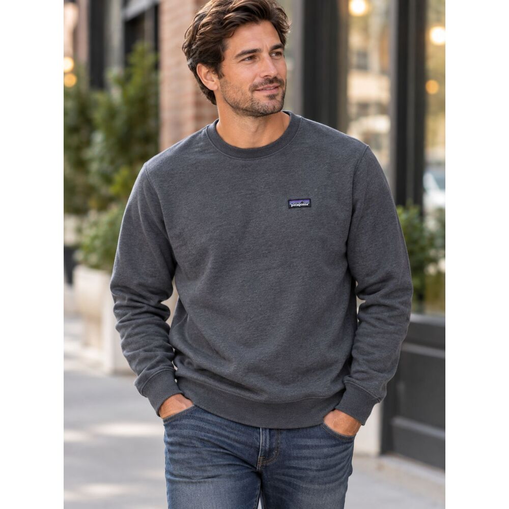 Patagonia P-6 Label Uprisal Midweight Gray Crewneck Sweatshirt Men Size Medium